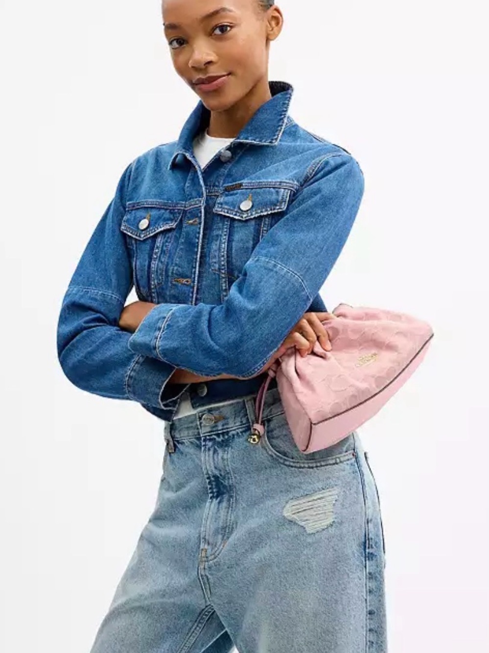 ❌SOLD❌🌸Coach Faye Shoulder Bag in Pink Signature Denim #CER68🌸 - Picture 10 of 11